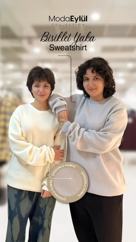 Bisiklet Yaka Sweatshirt (Ekru, S)